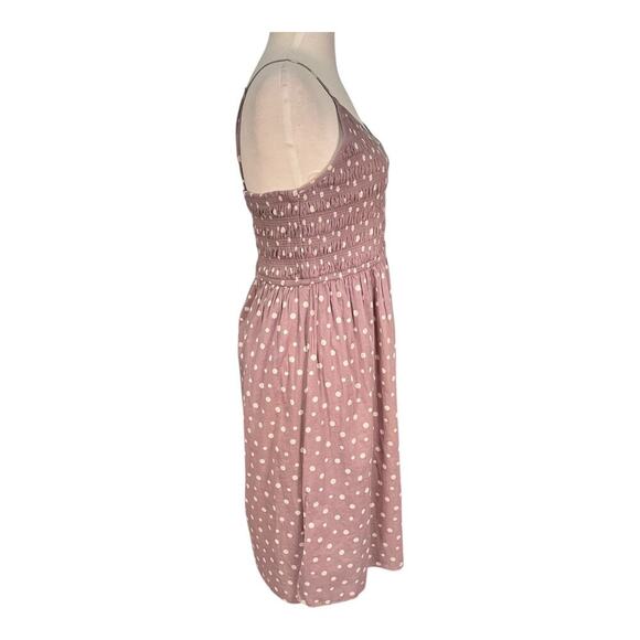 Keren Hart Mauve Polka Dot Smocked Spaghetti Strap SunDress Size Medium NWT - Picture 4 of 11